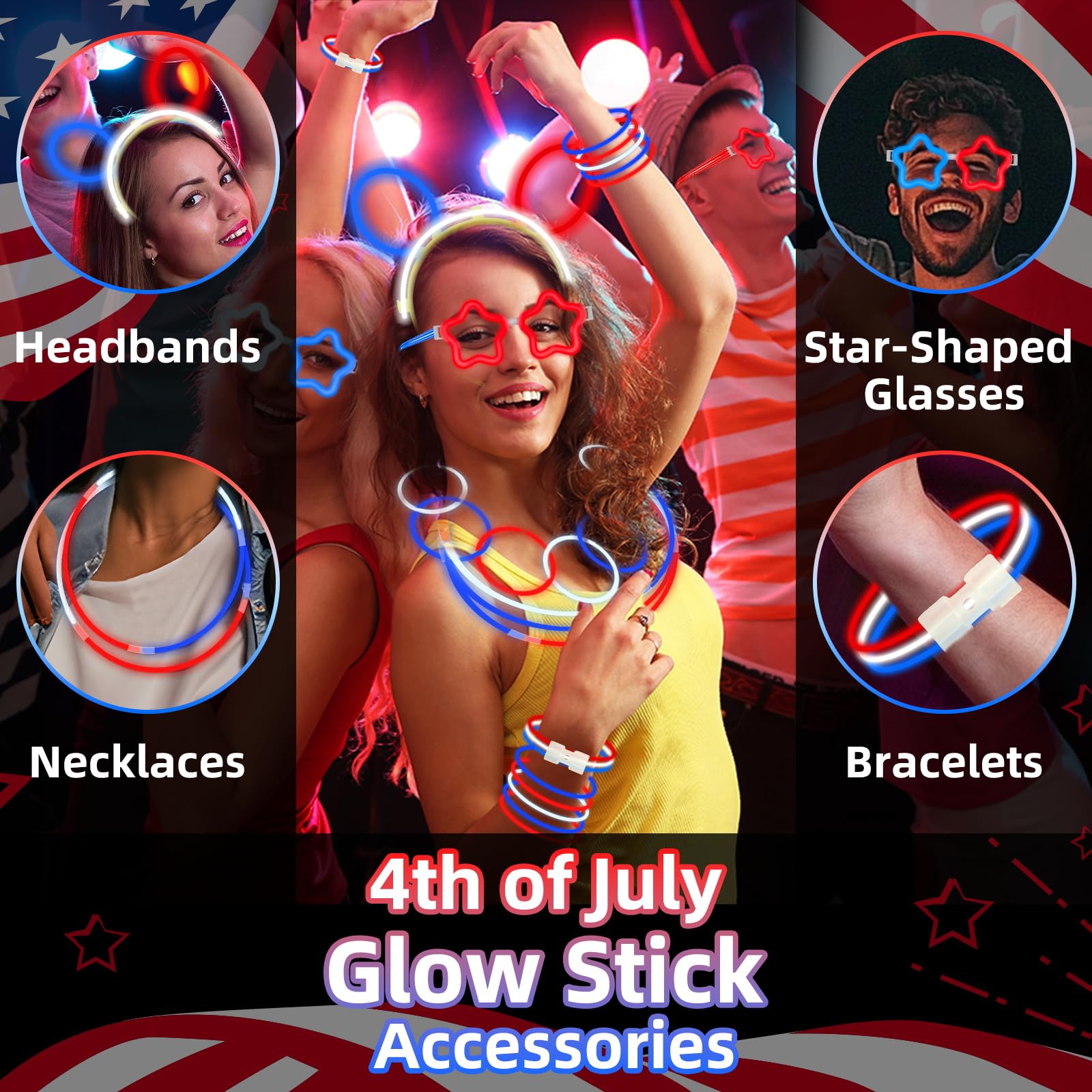 Amazon.com: 180 PCS 4th of July Glow Sticks with Connectors, 12