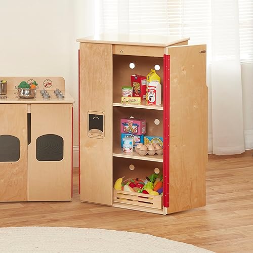 Miniatura 10 de ECR4Kids Play Kitchen Refrigerador, juego de madera, natural