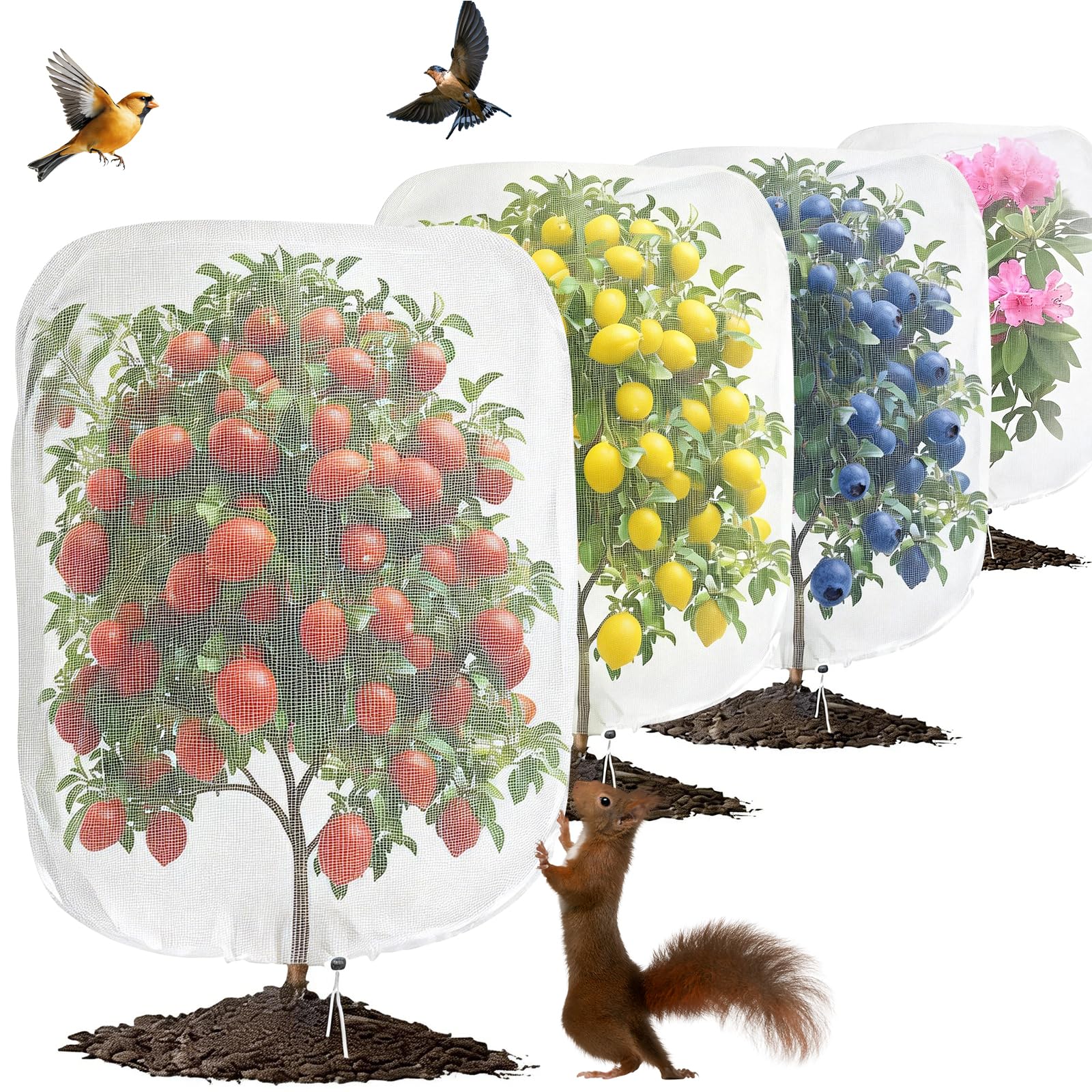 Photo 1 of 2 Pack Large Plant Covers 4.9x6.6 ft, Reusable Garden Netting for Vegetables, Mesh Barrier Protect Tomatoes & Fruit Trees from Birds, Bugs, Deer