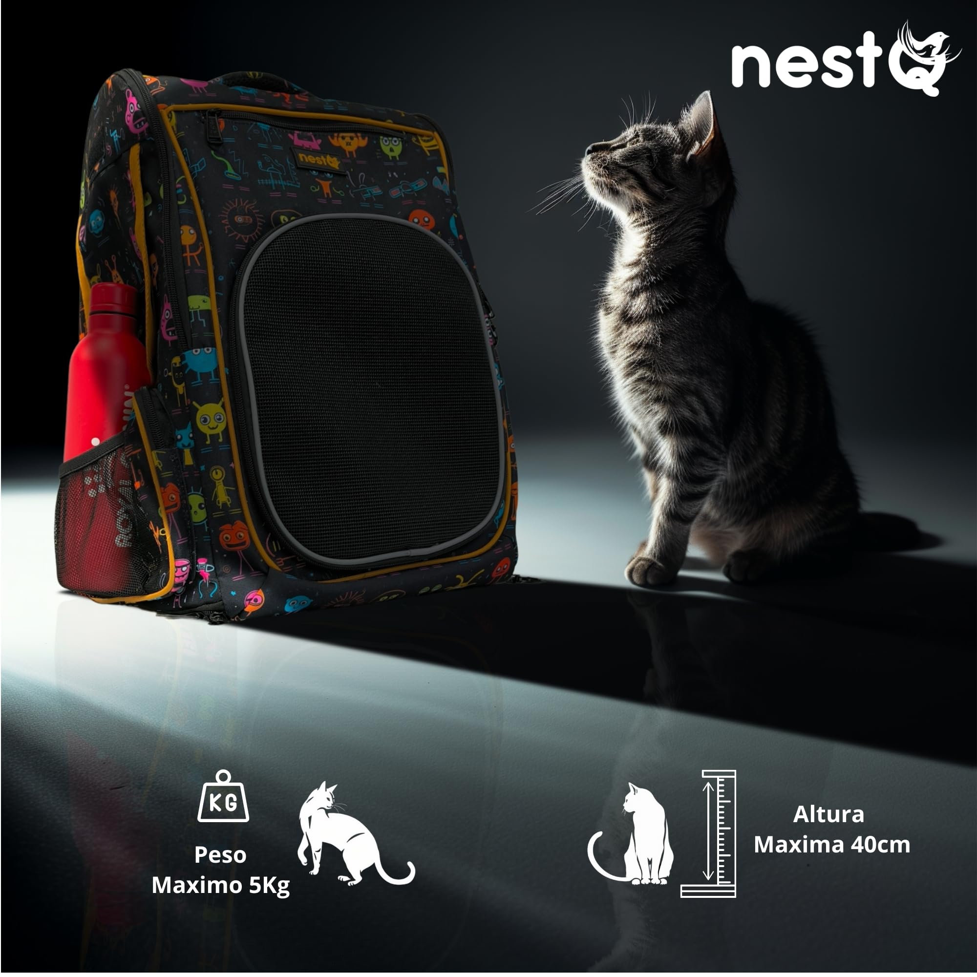 Mochila Transportín Perros Gatos 5kg Extraterrestres 45x35x30 | hasta 5 kg, 45x35x30, para gatos/perros