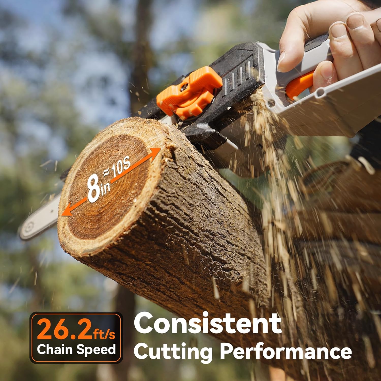 2-in-1 Pole Saw for Tree Trimming, 8-Inch Cordless Brushless Chainsaw with Adjustable Extension Pole, 2×4.0Ah Rechargeable Batteries & Charger, Auto Oiling, 15 Ft Max Reach - Image 4