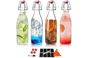 Leetaltree 4 Pack 16OZ Swing Top Glass Bottles Set