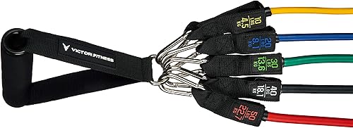 Miniatura 8 de Juego de bandas de entrenamiento de resistencia con 5 niveles de resistencias, soportes de puerta, correas de tobillo y asas. Viene con bolsa de