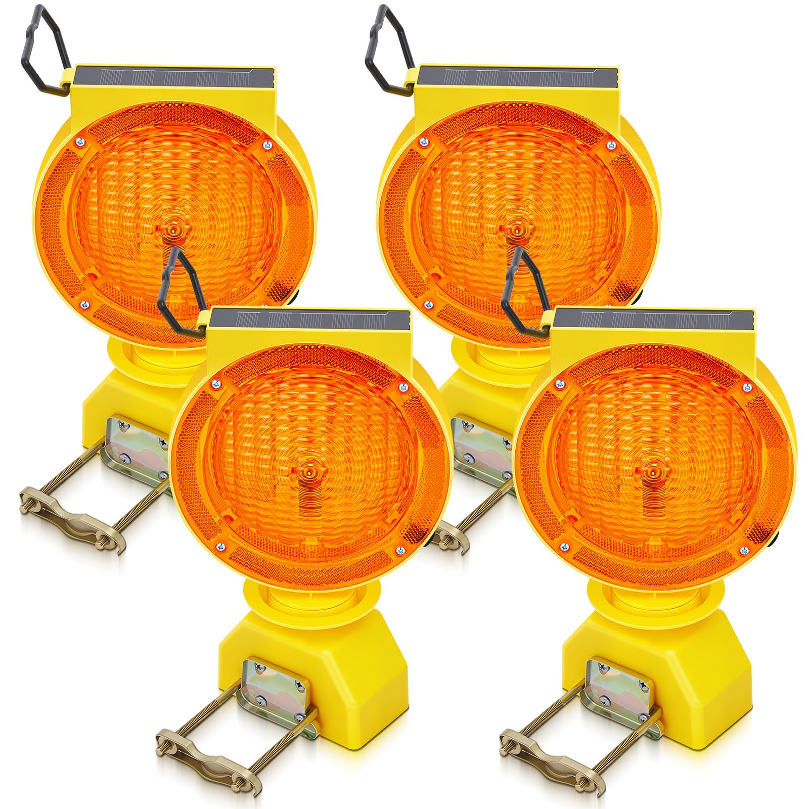 2 Pcs Solar Flashing Traffic Lights Solar Warning Lights Barricade, Amber — Amazon image 8