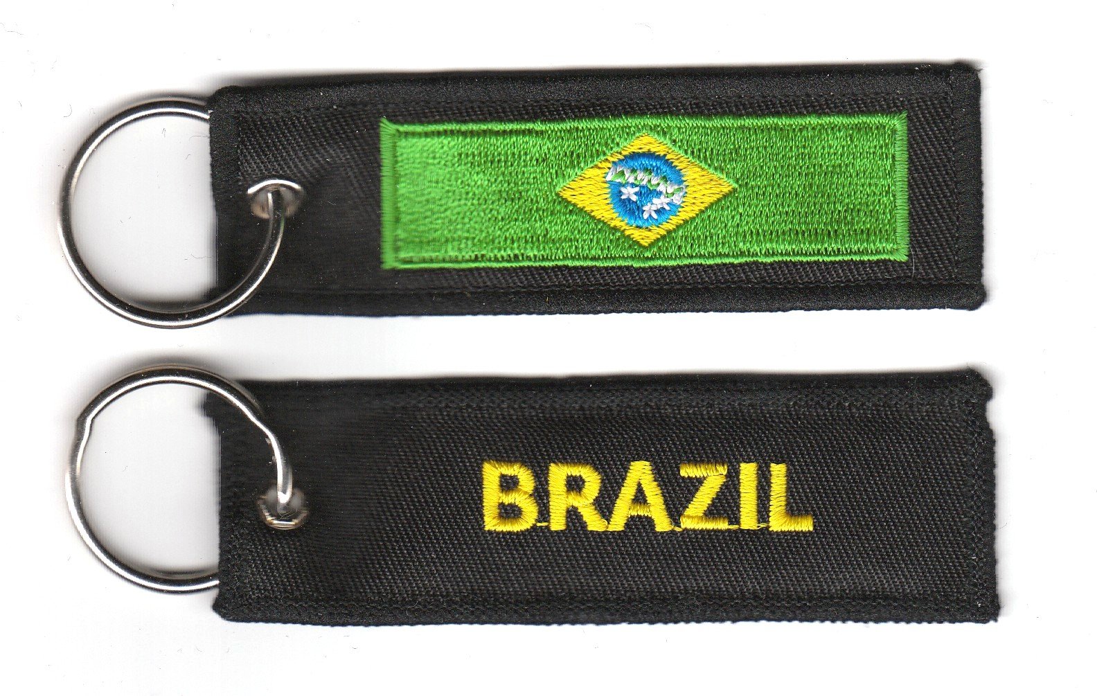 Schlüsselanhänger Brasilien – Gestickte Flagge, Ca. 3 X 9,5 Cm
