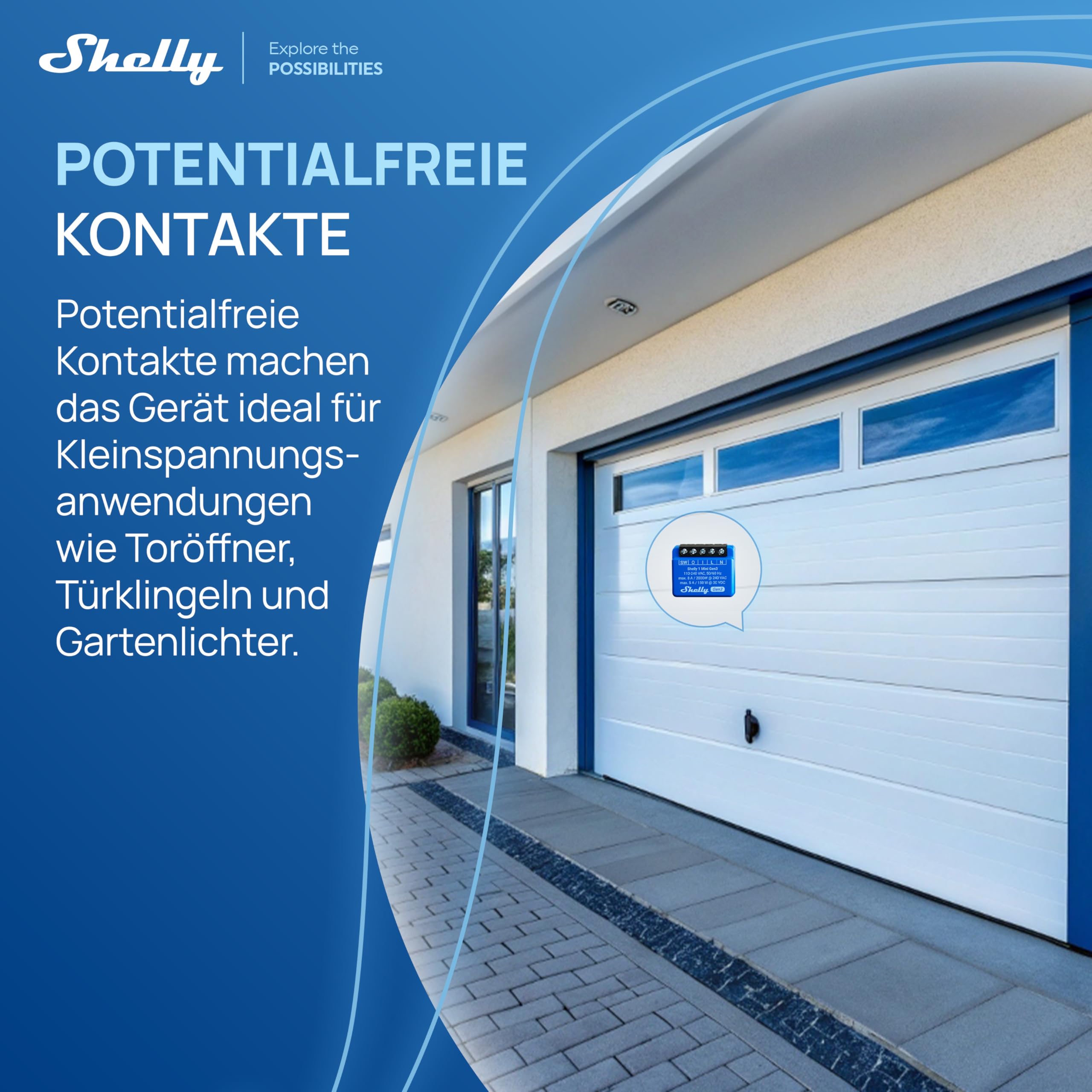 Shelly 1 Mini Gen3 - WLAN & Matter Smart Relaisschalter, 1 Kanal 8A, Potentialfreier Kontakt, Lichtschalter, Garagentoröffner, Smart Home, Zeitschaltuhr, Kein Hub Erforderlich, Alexa, Google (2 Stück)