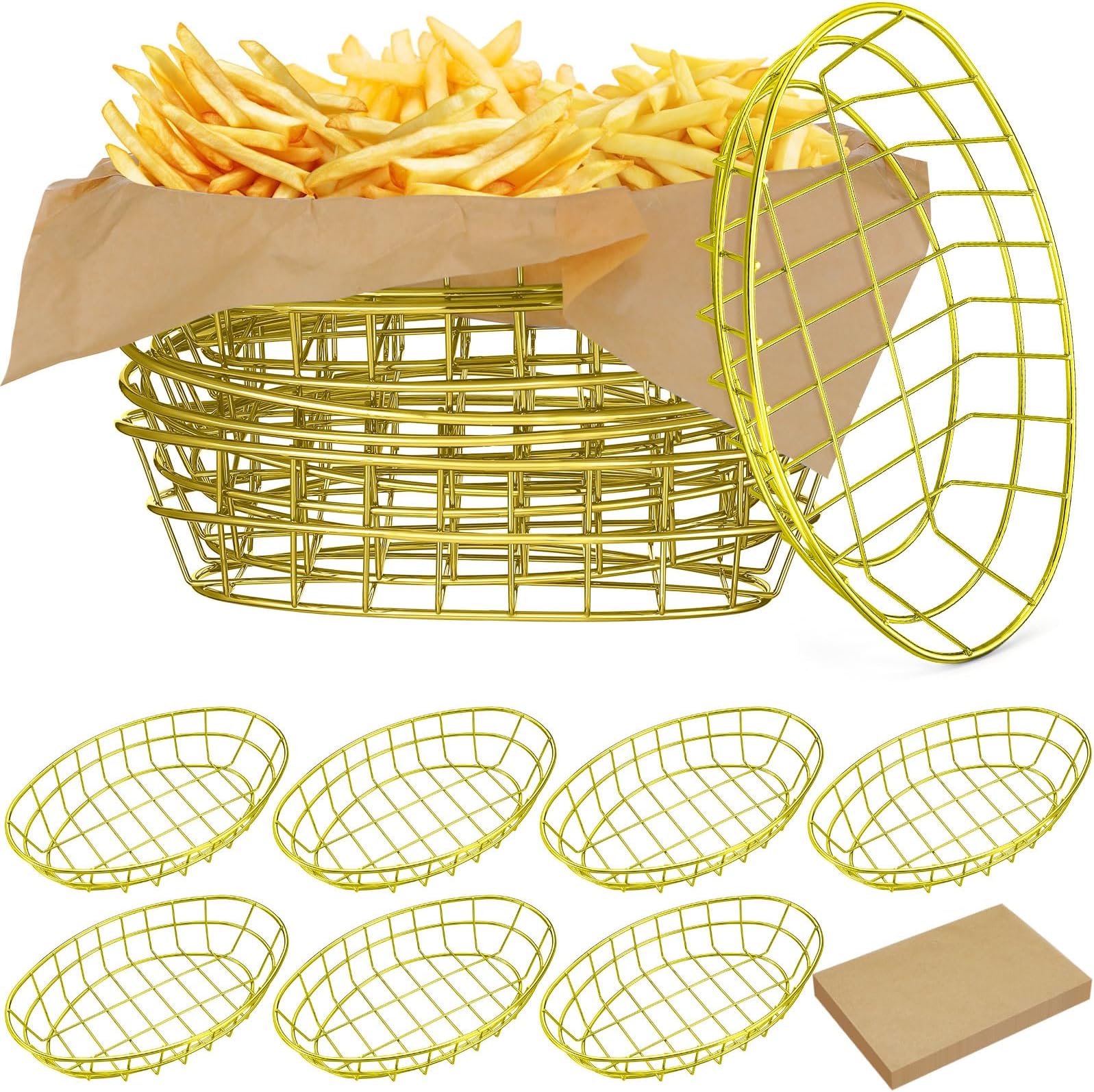 Hushee 24 Pcs Wire Bread Basket 9.5 X 6.2 X 2.2 Inch Oval Metal - View #11