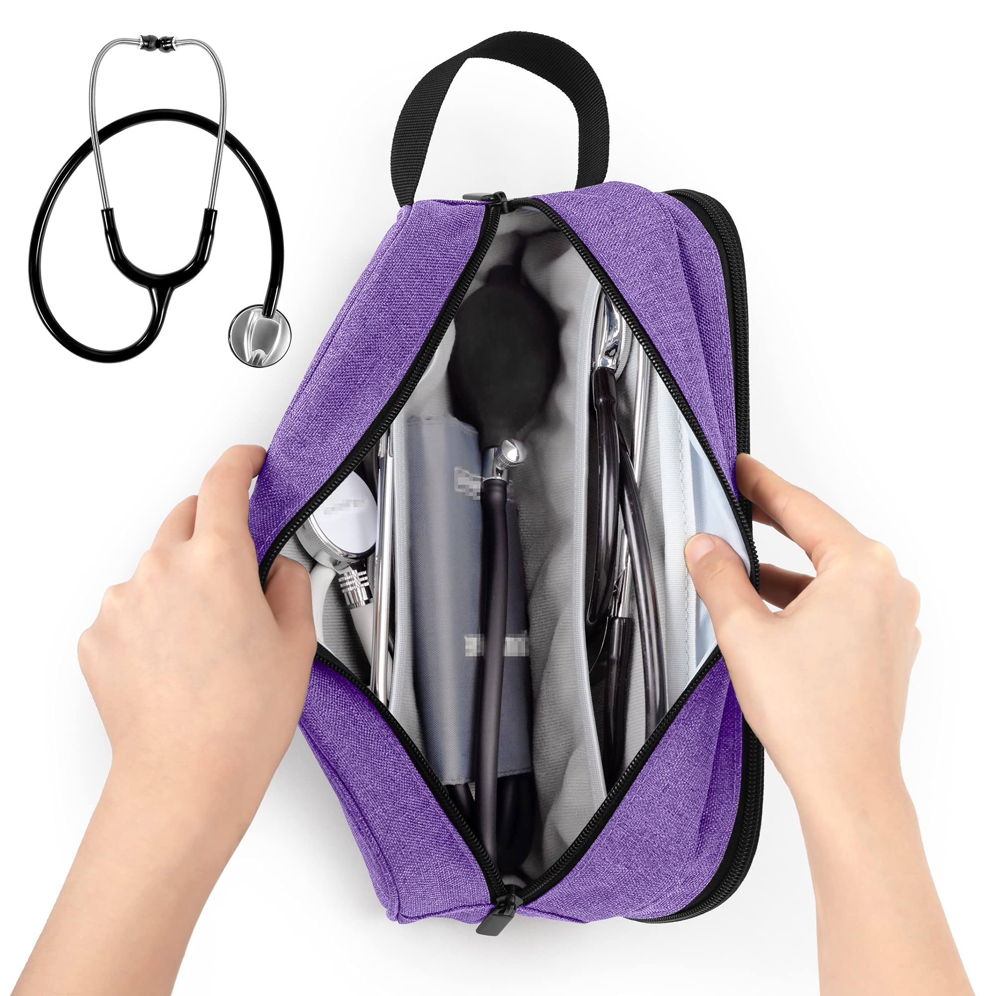 Trunab Stethoscope Carrying Case Compatible with 3M Littmann/MDF/ADC, Hold Two Stethoscopes or BP Cuffs - Image 2
