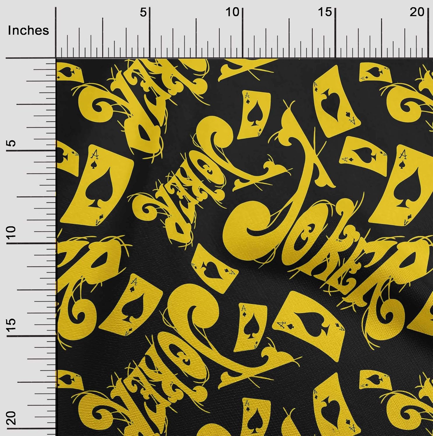 oneOone Polyester Spandex White Fabric Joker & Poker Text DIY Clothing Quilting Material Print Fabric by Yard 56 Inch Wide