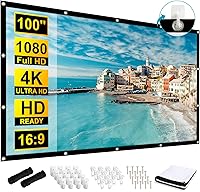 Frocopo 100 Inch Double-Sided Washable Outdoor Projector Screen, 16:9 Foldable Anti-Crease Portable Movie Screen for Camping, Home Theater, Parties
