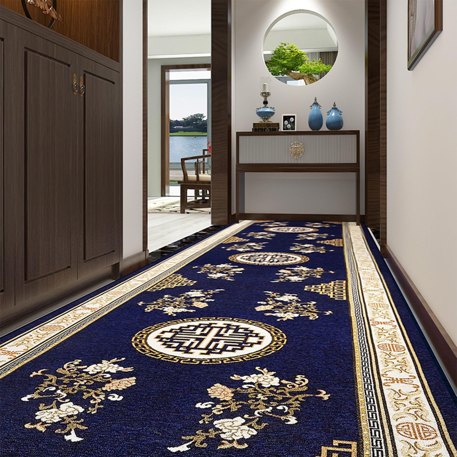Tapis de couloir Vintage Tapis d'entrée lavable Tapis de sol ultra-mince de bureau Tapis de sol anti-chute Tapis de sol Nettoyage facile 12 cm x 6 m