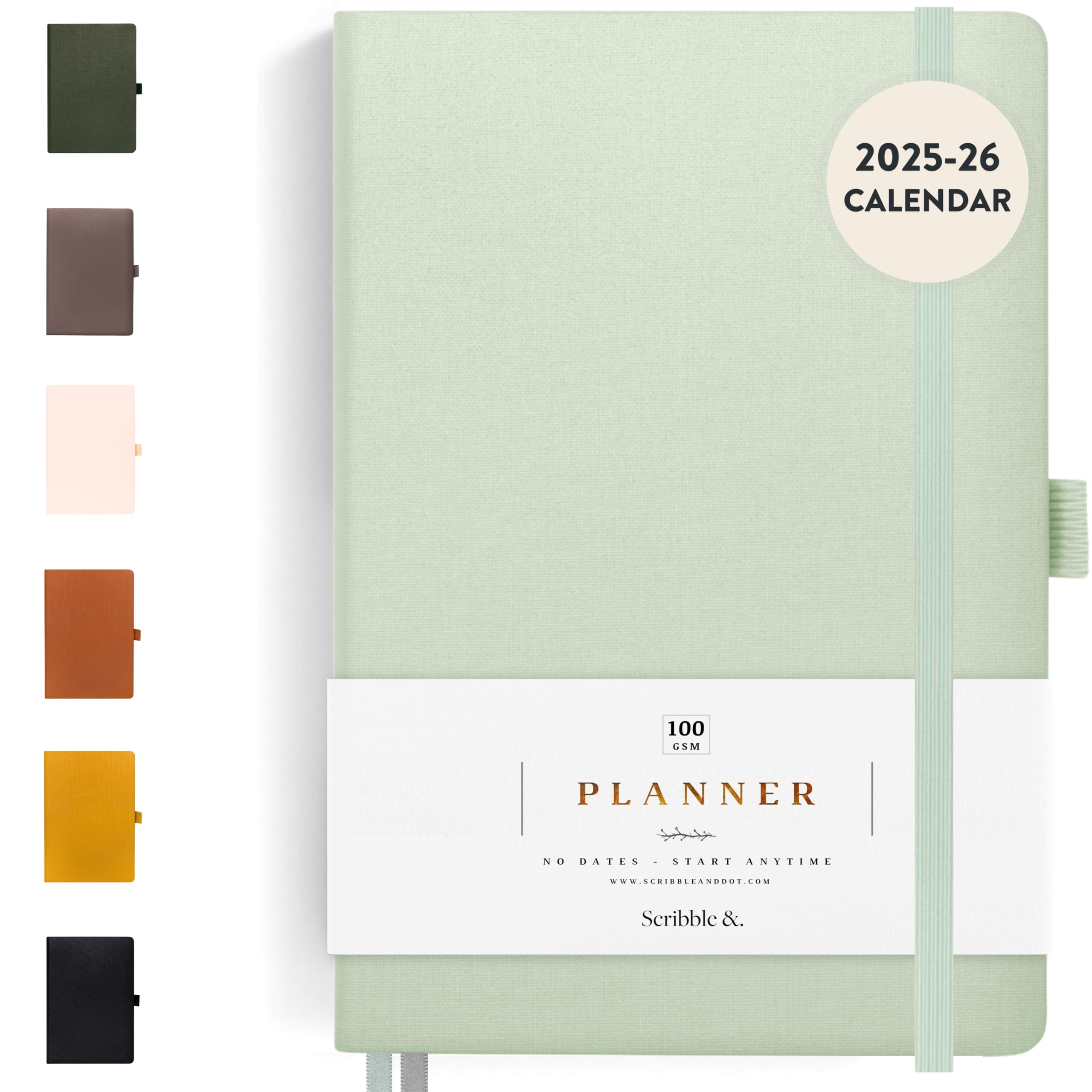 Scribble & Dot® A Daily Planner, Weekly and Monthly Layout, Sea Sage, A5