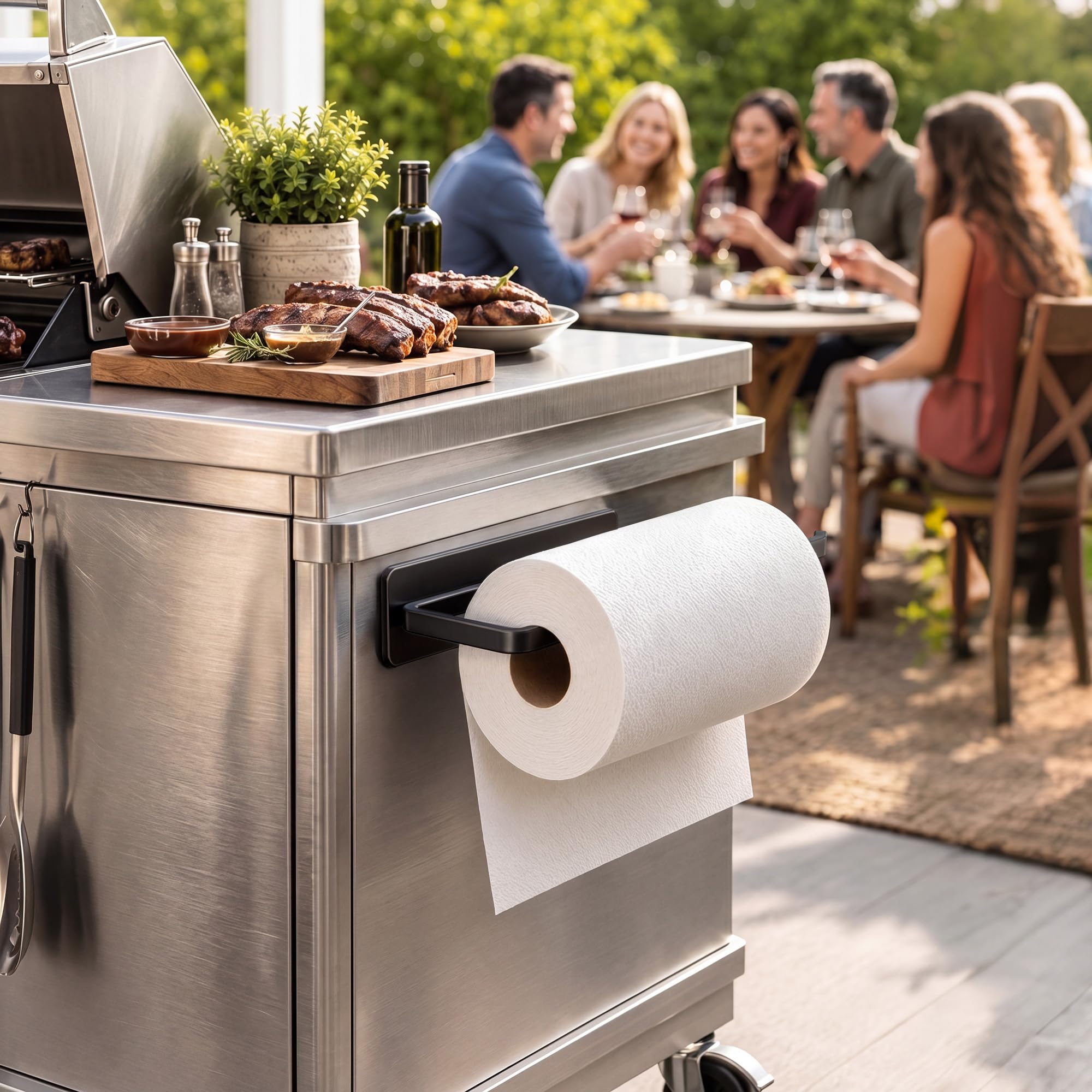 Extra starker magnetischer Küchenrollenhalter für Jumbo-Rollen, Schwarz, für Kühlschrank, Waschmaschine, Wohnwagen und Grillwagen