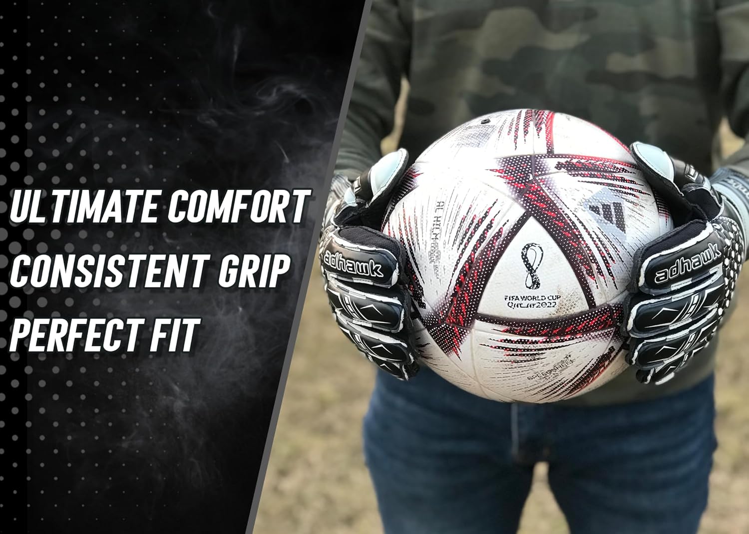Adhawk Goalkeeper Gloves - Premium Quality Latex Palm with Finger Spine Protection & Double Layer Wristband - Premium Designed Goalie Gloves for Kids, Youth and Adult