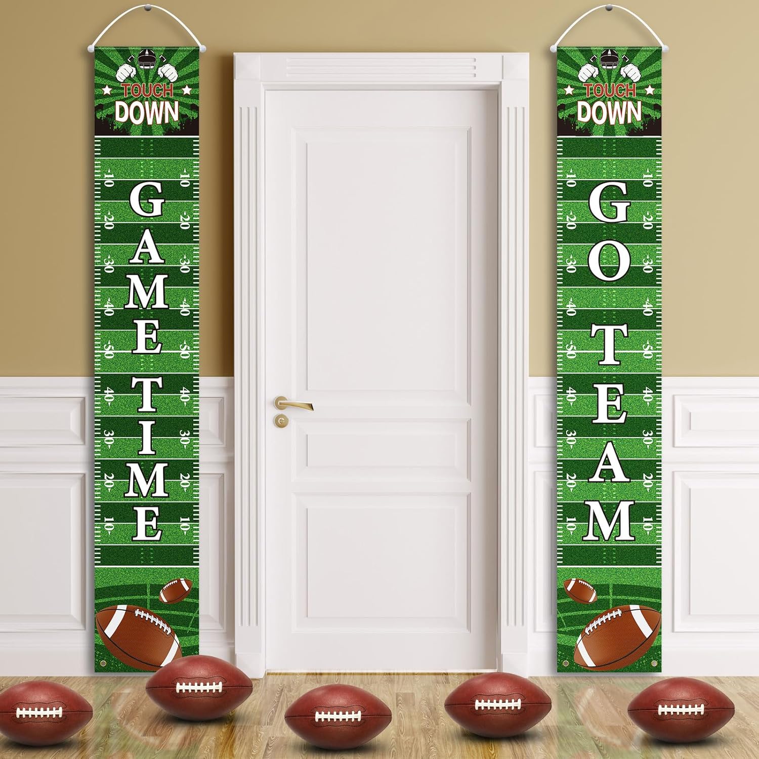 Batiyeer Football Birthday Party Decorations Sign Banner Football Bowl Sports Fan Supplies Themed Boy Porch Favors Photo Booth Props Wall Hanging(Game Theme)