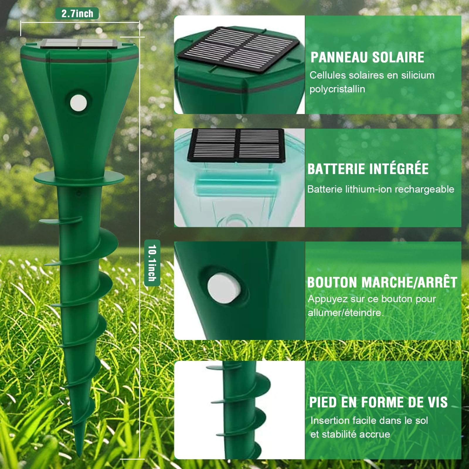4 Pièces Anti Taupe Solaire, Répulsif Taupe, Anti Taupe Efficace Contre Les Taupes, Serpents, campagnols, Gophers et Autres Animaux