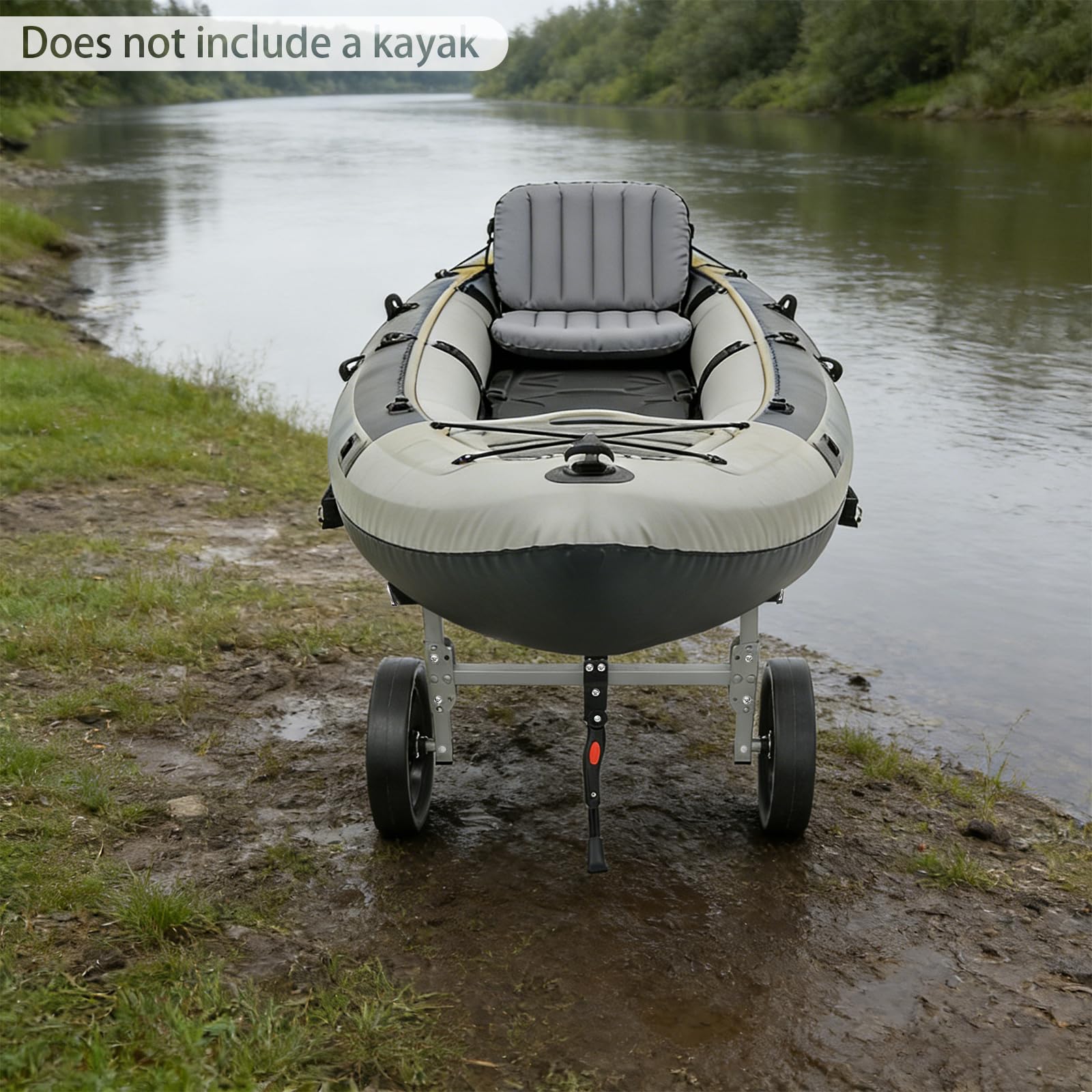 Składany wózek kajakowy ze stali nierdzewnej do transportu kajaków i łodzi | Wykonane ze stali nierdzewnej PU, nośność 50 kg, duże koła balustrady, składane i łatwe w montażu