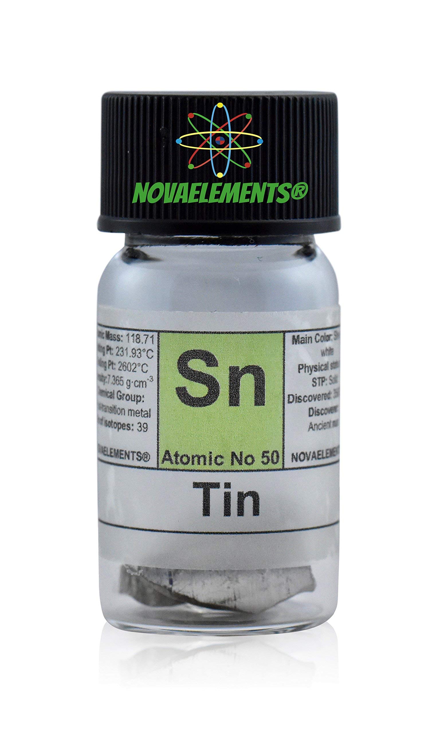 Stagno metallico elemento 50 Sn, campione 3 grammi, gocce in fiala