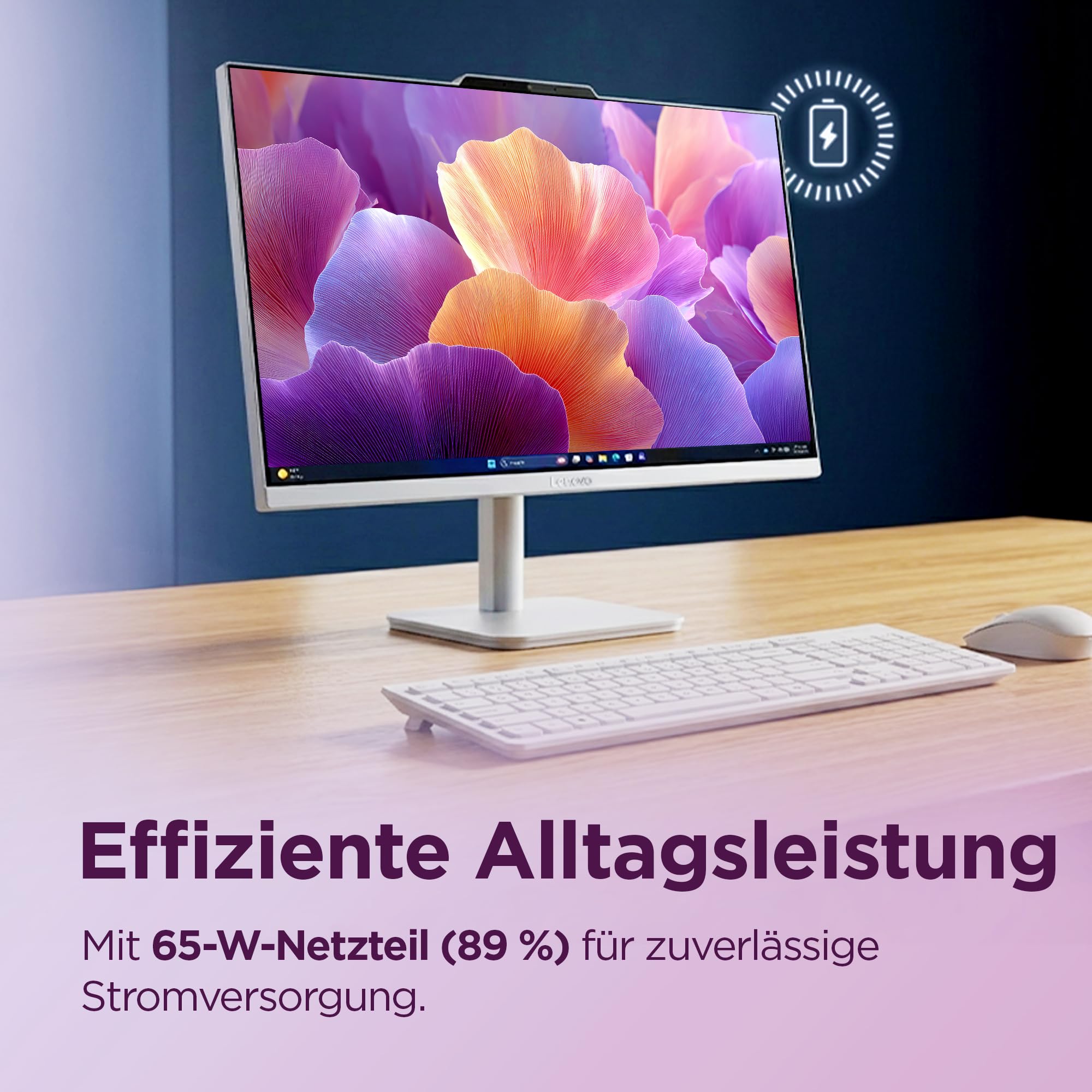 Lenovo AIO A105a All-In-One PC | 23.8" Full HD Display | AMD Ryzen 5 40 | 16GB RAM | 512GB SSD | AMD Radeon 610M Grafik | Windows 11 | Inkl. Maus und Tastatur | Grau | 3 Monate Premium Care