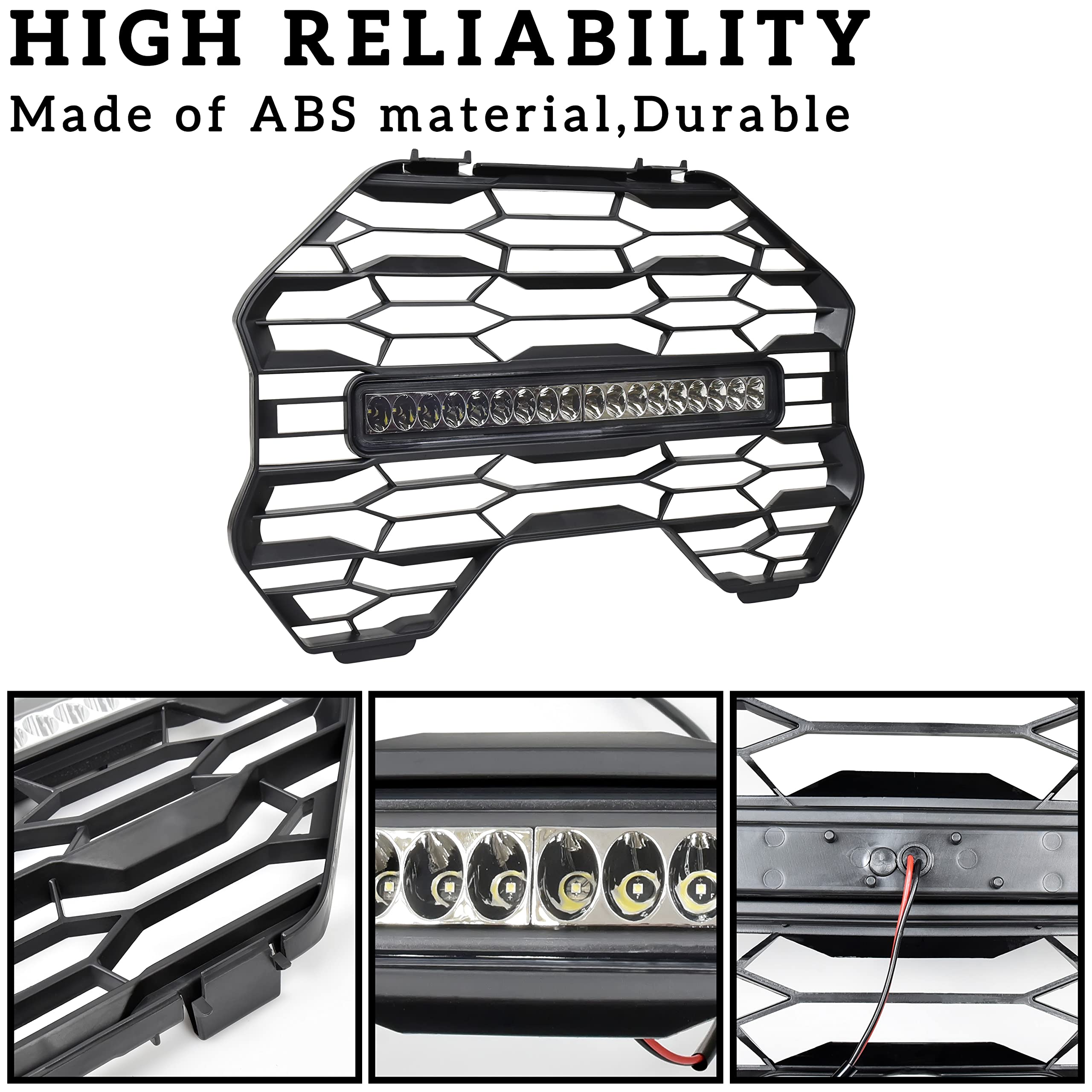 SAUTVS Front Mesh Grill with LED Light Bar for Can-Am Commander 2021+, Black Mesh Grille with LED Light Bar for Can Am Commander & MAX 2021-2025 Accessories (1PC)