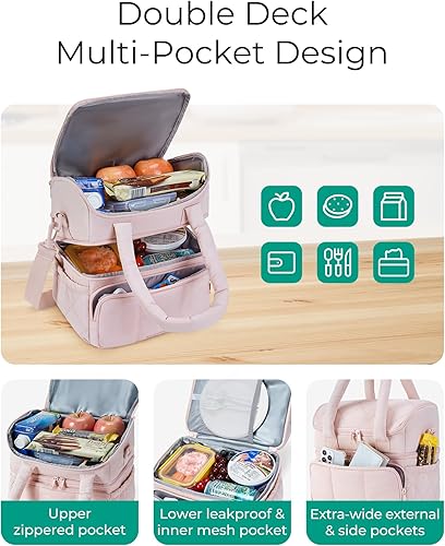 Miniatura 4 de BAGSMART Lonchera con aislamiento de doble cubierta para mujer, bolsa de almuerzo acolchada, a prueba de fugas, duradera y reutilizable, hielera