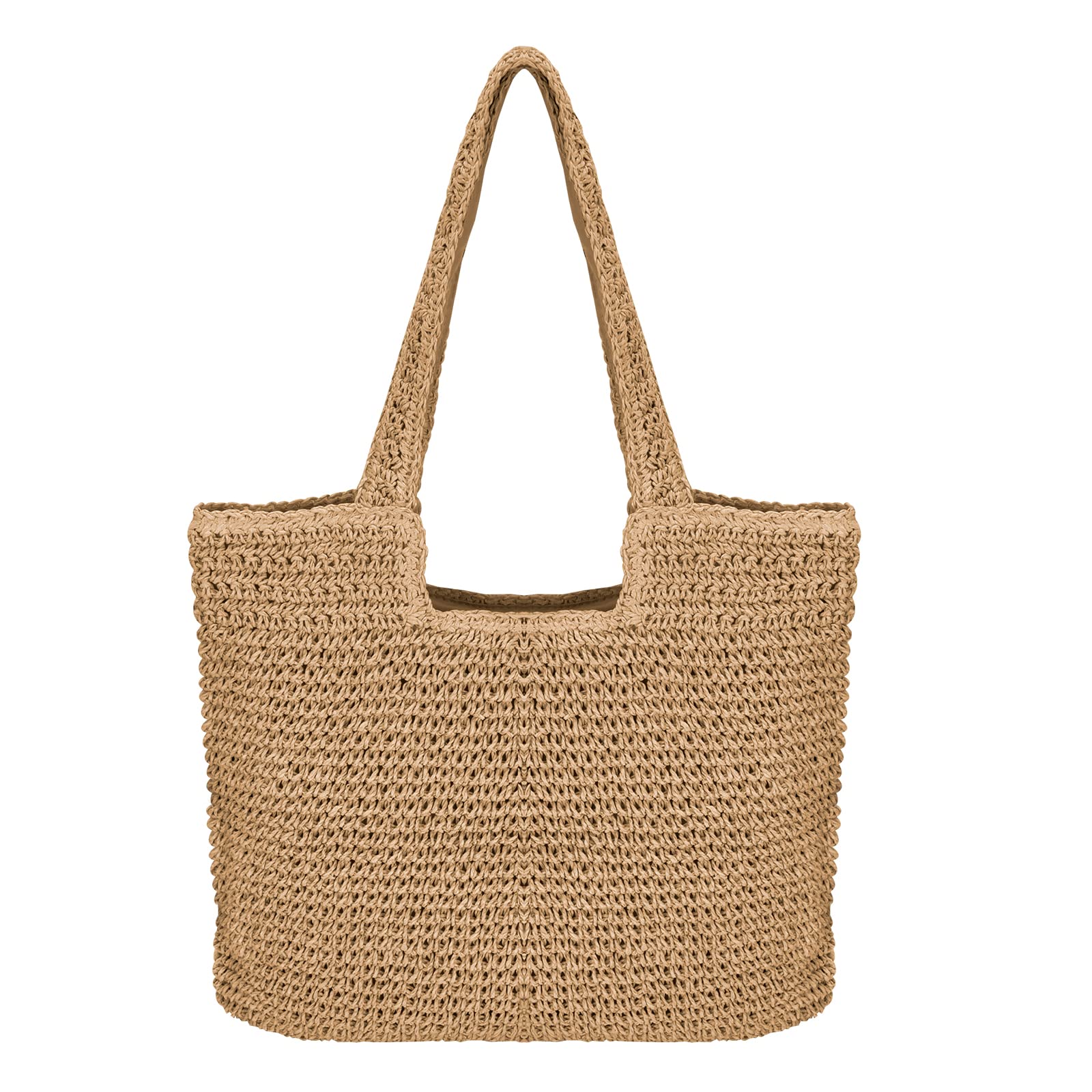 Kmbcove Bolso de Paja para Mujeres Boho Bolsos de Bandolera Verano Totes de Playa Tejidas a Mano Para Estilo Boho Para Viajes, Fechas y Vacaciones beige Marrón