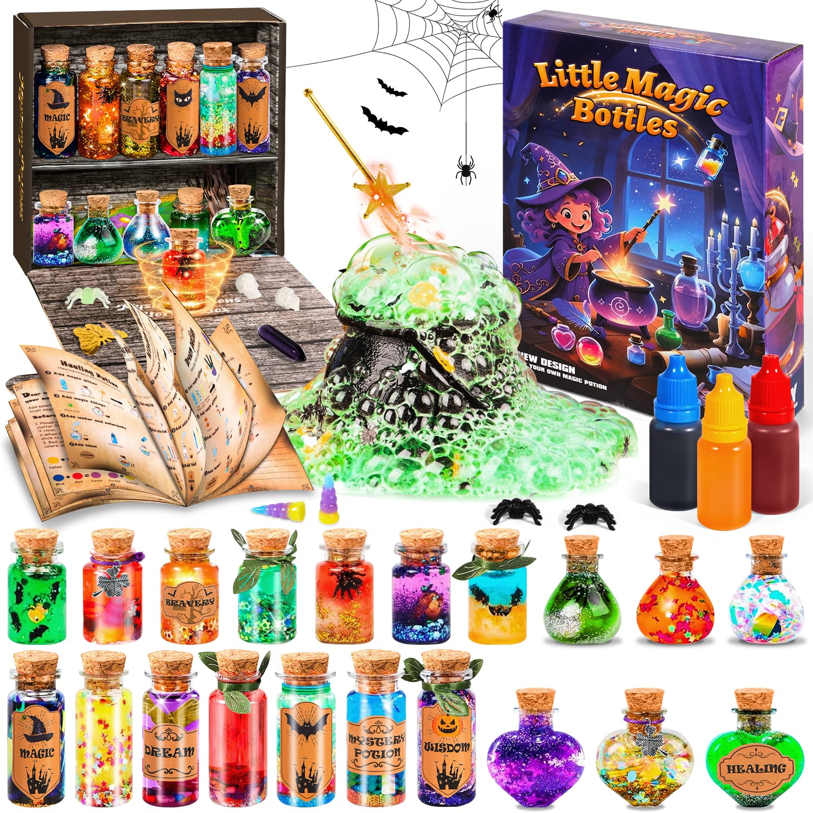 Magiczna mikstura Zestaw Dziecko, miesza 20 butelek magicznej mikstury z magicznym garnkiem, zabawki rzemieślnicze kreatywne prezent dla chłopców i dziewcząt, DIY Zestawy do rękodzieła