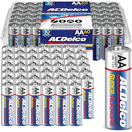 ACDelco 60-Count Double AA Batteries, Maximum Power Super Alkaline Battery for Home and Office, 10-Year Shelf Life, Reclosable Packaging
