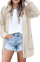 STYLEWORD Women's Lightweight Open Front Cardigan Sweater with Pockets - Long Casual Kimono Beach Cover Up