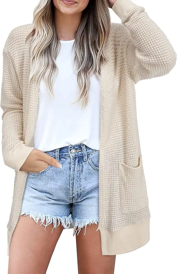 STYLEWORD Women's Fall Fashion Cardigan Sweater Lightweight Open Front Long Casual Outfits with Pockets