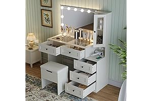 Enticing Farmhouse Vanity with Charging Station