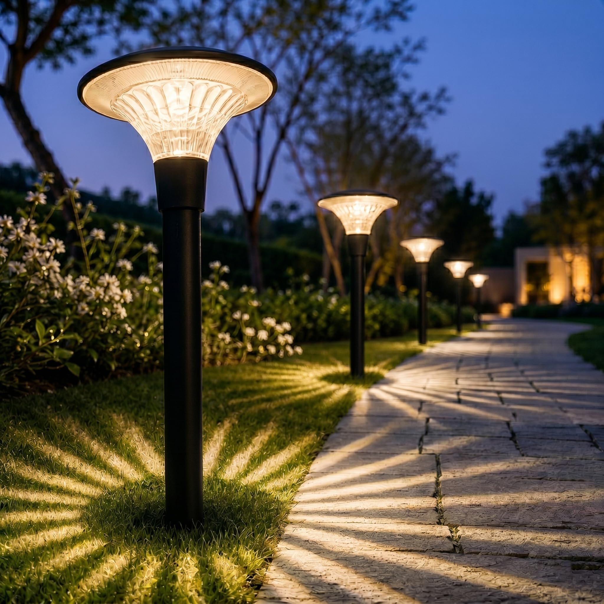 Beuaati Solar Lights Outdoor Garden, 4 Pack Warm White LED Garden Lights, Solar Powered, IP65 Waterproof, Solar Path Lights for Garden Decoration, Pathway, Driveway