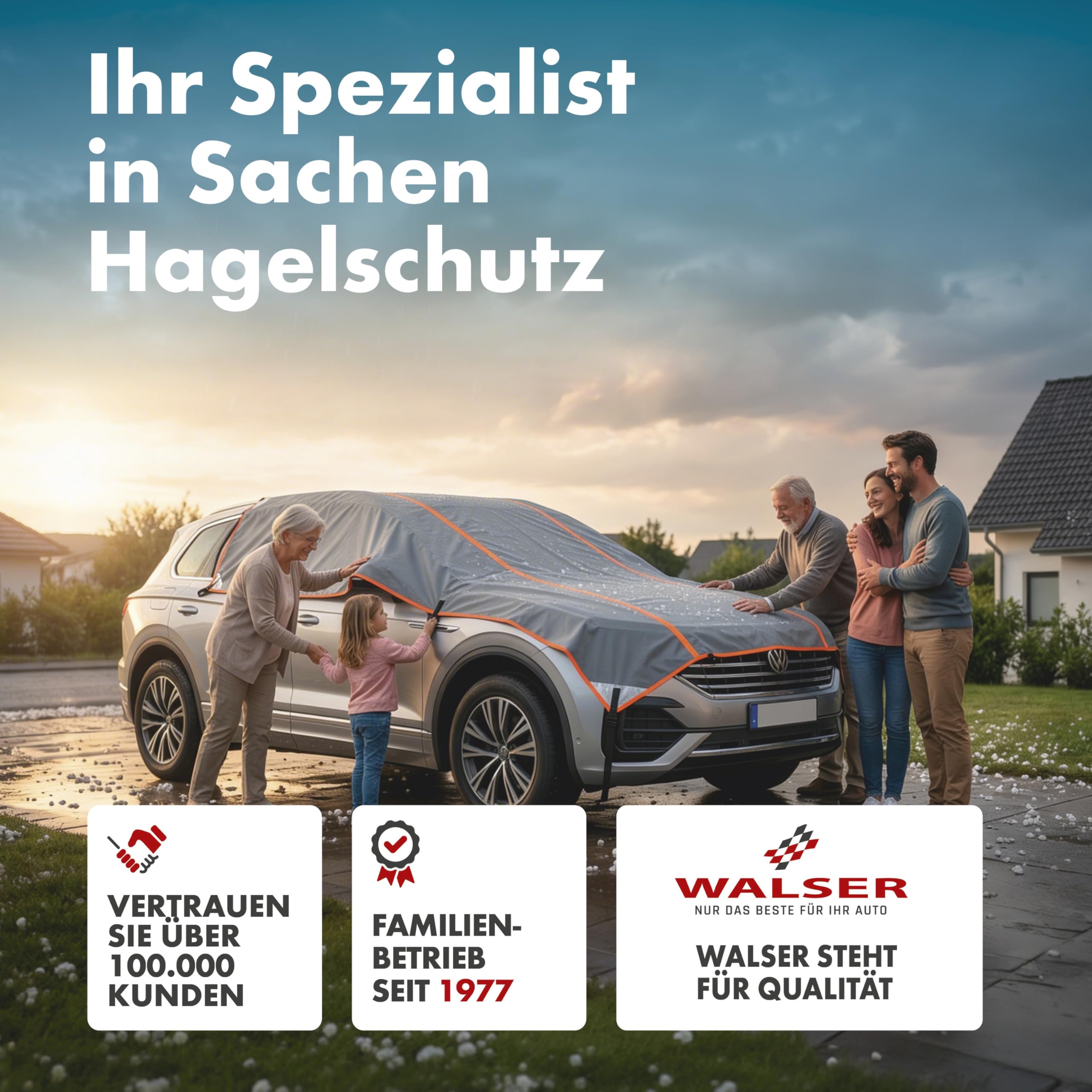 WALSER Hagelschutz Abdeckplane Wohnmobil/Wohnwagen, Hagel-Wohnmobilabdeckung Perma Protect, Hagelschutzgarage Universalgröße, Wohnwagen Abdeckung Universalgröße - Größe L (350 x 290 cm) grau