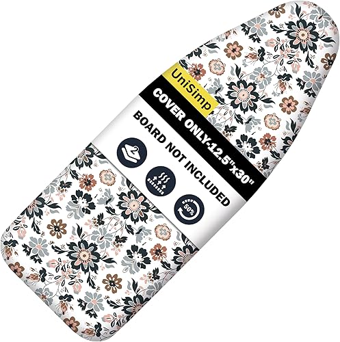 Vista 32 de Funda y almohadilla para tabla de planchar de 18 x 54 pulgadas, algodón natural extra grueso, resistente al quemado y a las manchas, cubierta