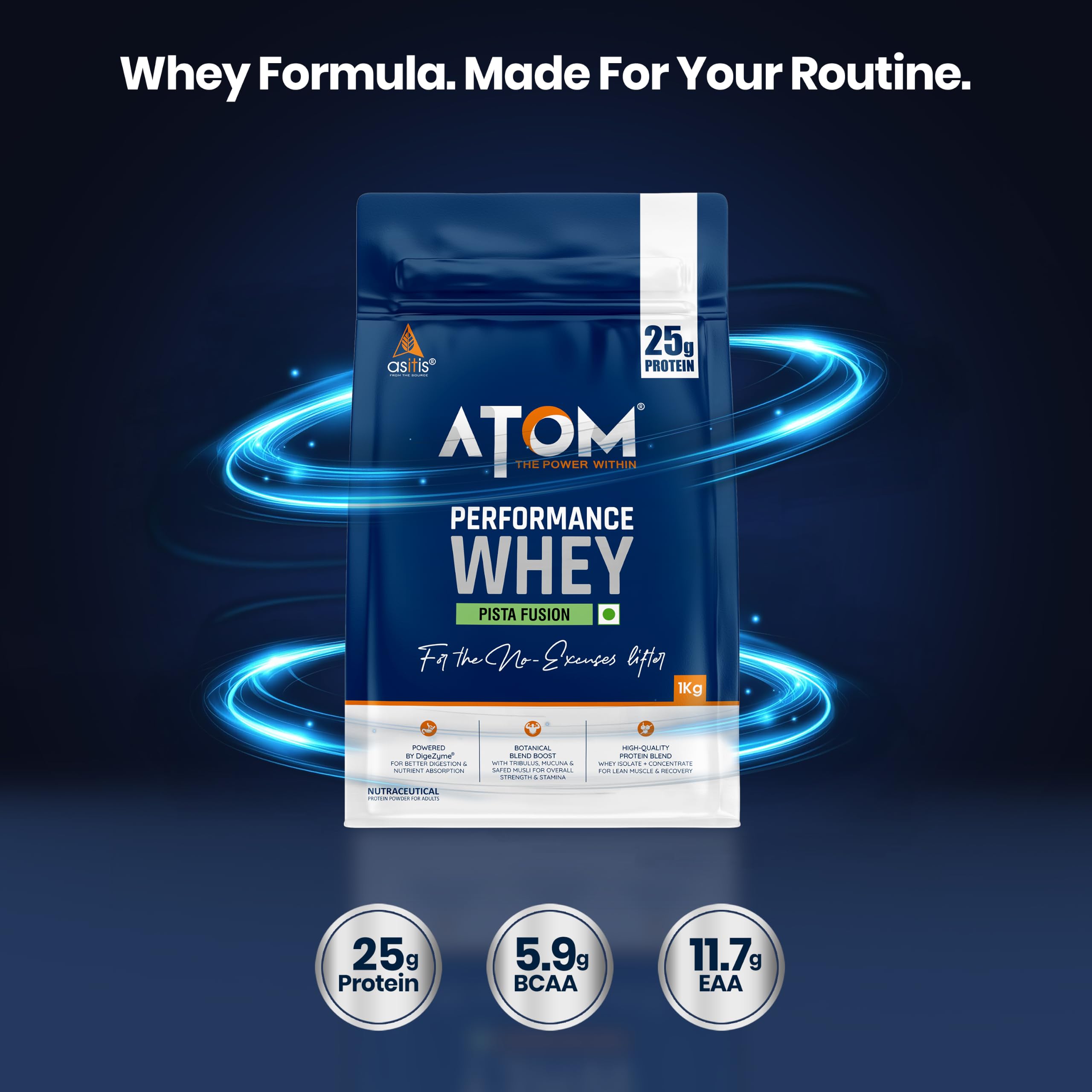 AS-IT-IS ATOM Performance Whey 1Kg | With Safed Musli & Mucuna Pruriens | Pista Fusion Flavor — Amazon image 6