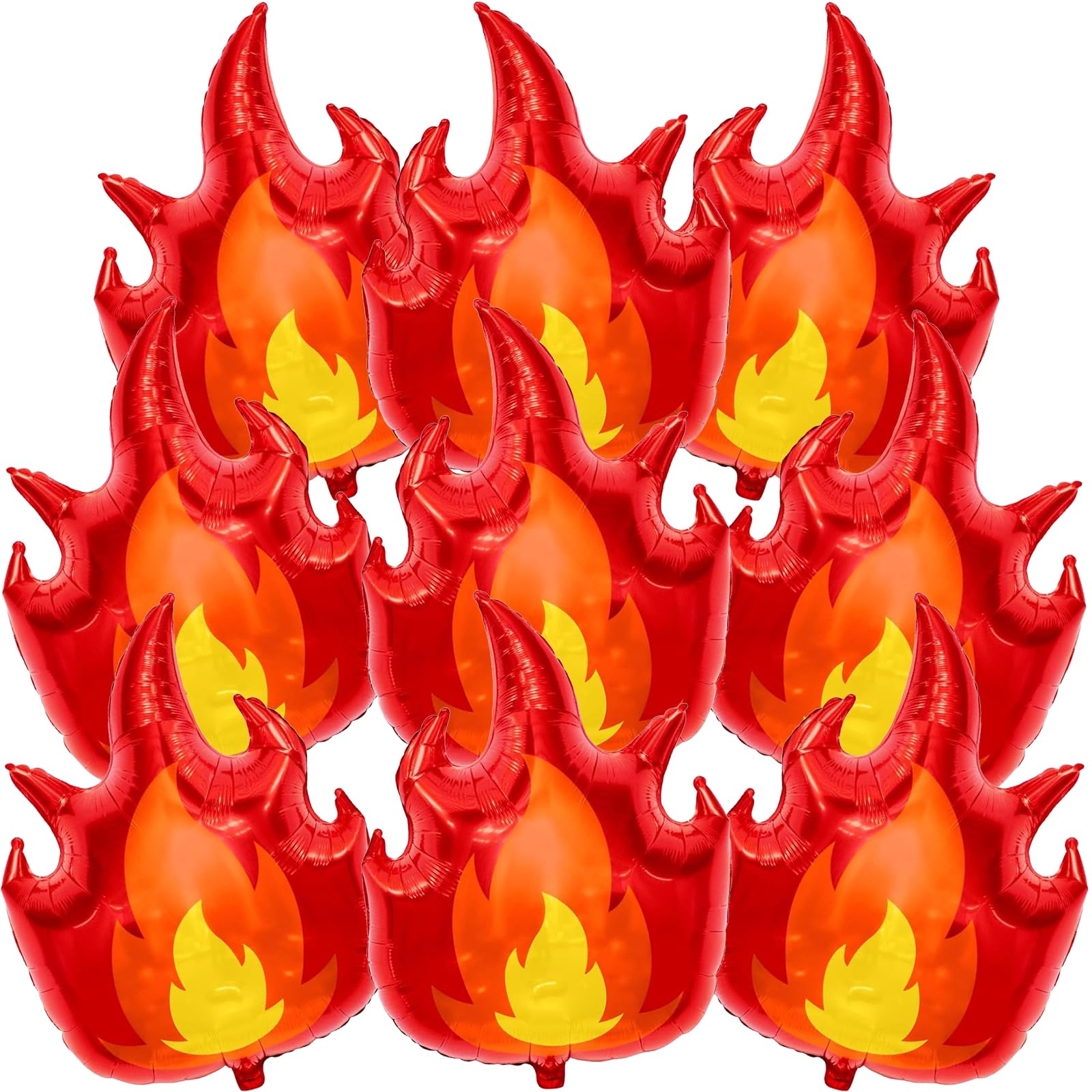 9 pcs Geburtstag Feuer Luftballos, XXL Flammen Ballons, Flam