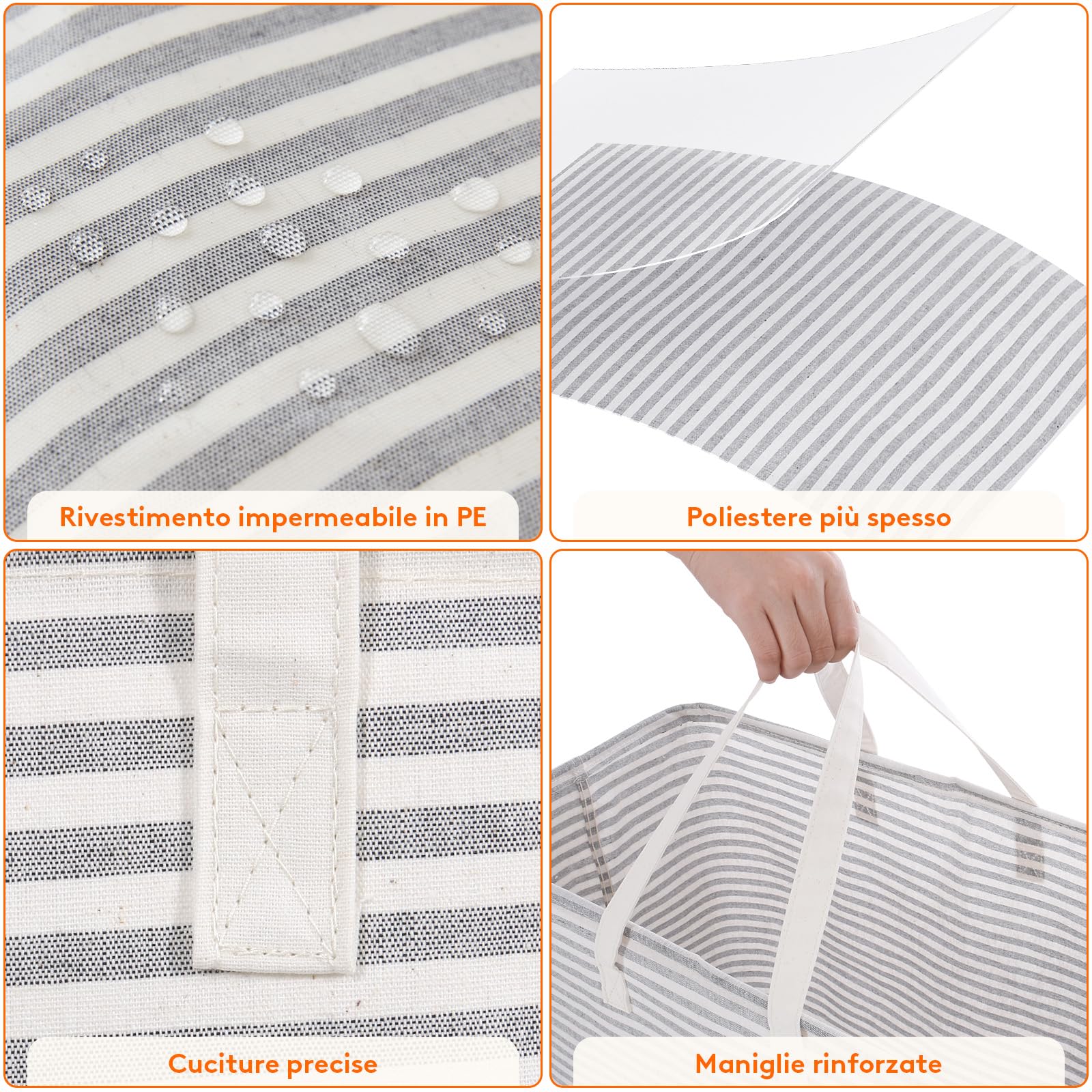 Lifewit Cesto Portabiancheria, Grande Cesta Portabiancheria Pieghevole con Manici Allungati, Portabiancheria Sporca, Laundry Basket per Vestiti, Asciugamani, Coperte, Grigio, 125 L
