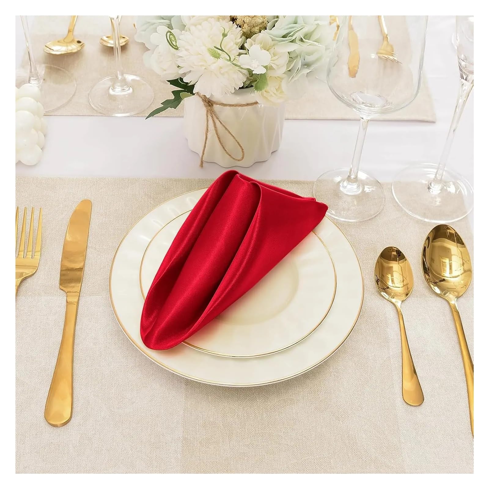Servilletas de Cena de satén 12 servilletas de satén 30 x cm, sedosas, Lavables for Bodas, decoración Mesa Restaurante(12pcs Black)