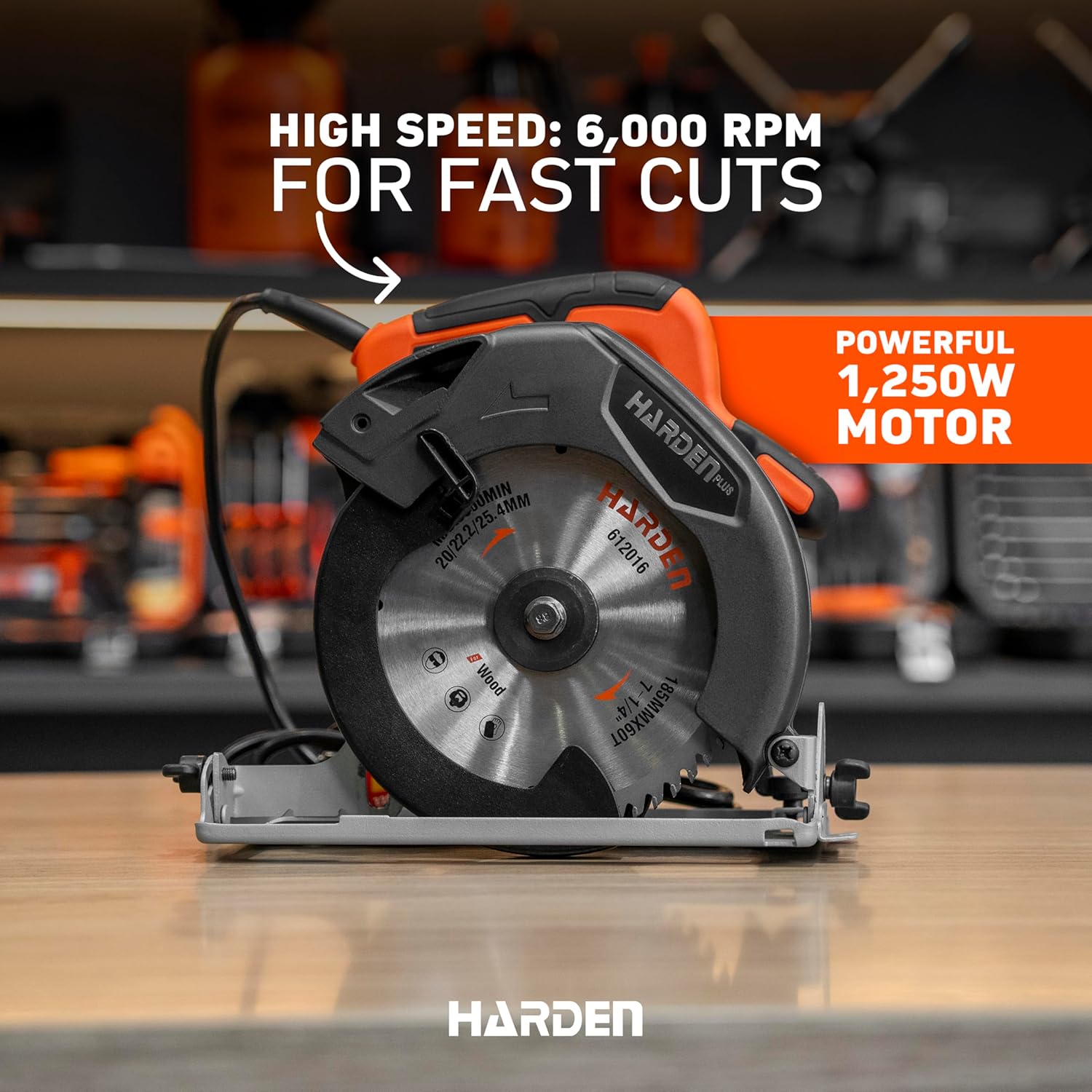 Circular Saw 7-1/4" 1250W – Professional Heavy Duty Power Tool, Adjustable Cutting Depth, 6000RPM, 185mm Blade – Durable Saw with Ruler & Wrench