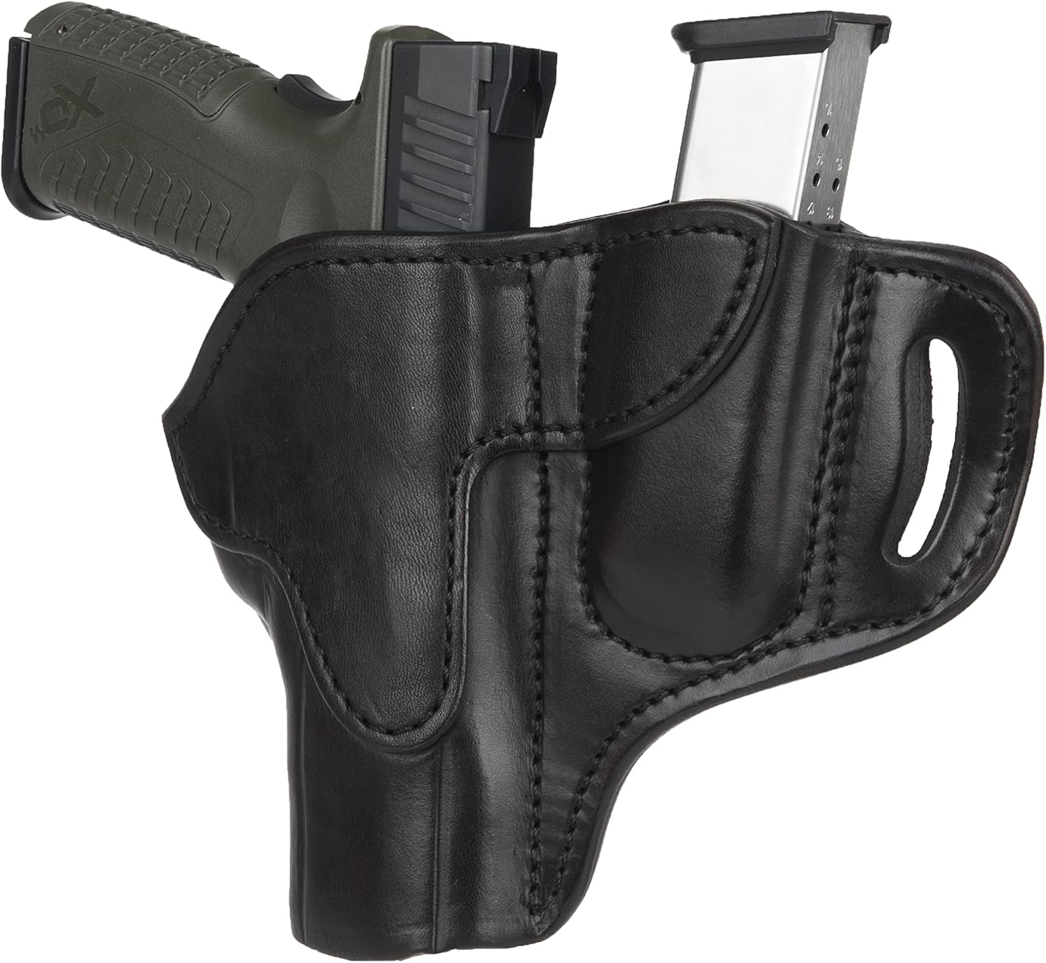 1791 GUNLEATHER P320 Holster, OWB Leather Gun and Magazine Belt Holster. Compatible with Sig P320, SP2022, P227, Beretta, Springfield, HK and Most Large Frame Pistols
