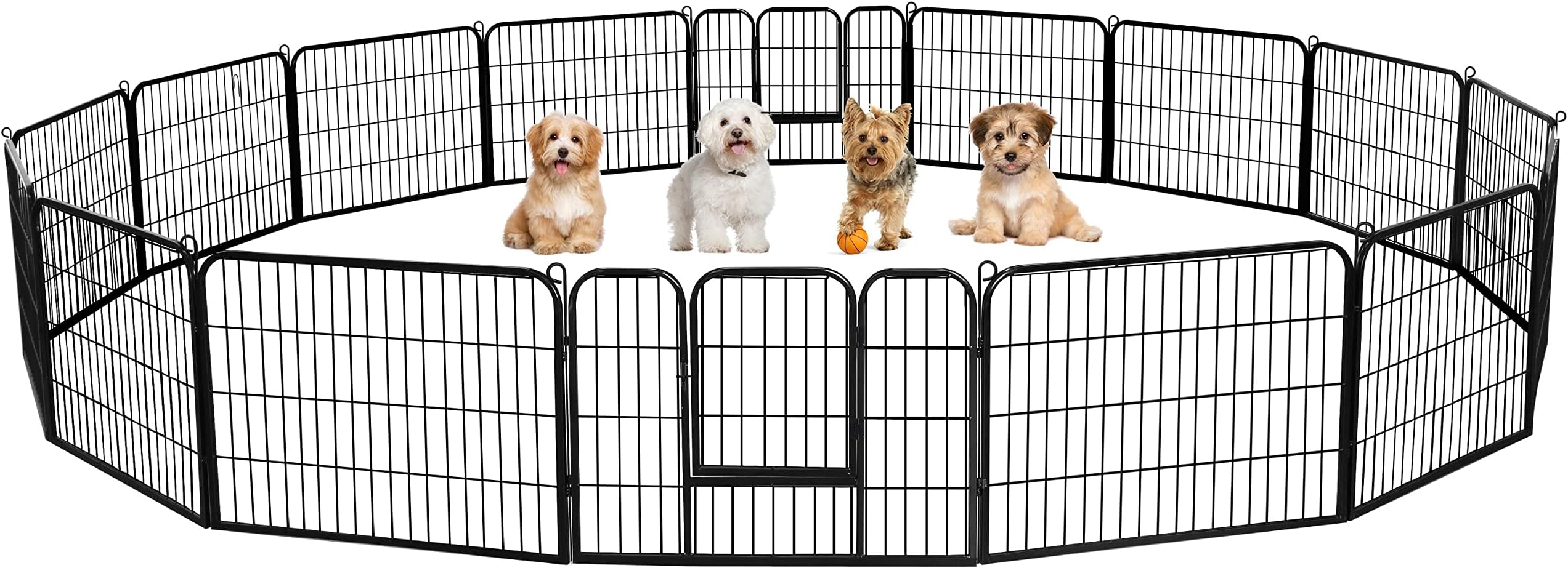Wide Panel Dog Playpen, 16 Panels 24 inch High Pet Pen with Gate, Portable Indoor Outdoor Fence for Small/Medium Breed Dogs