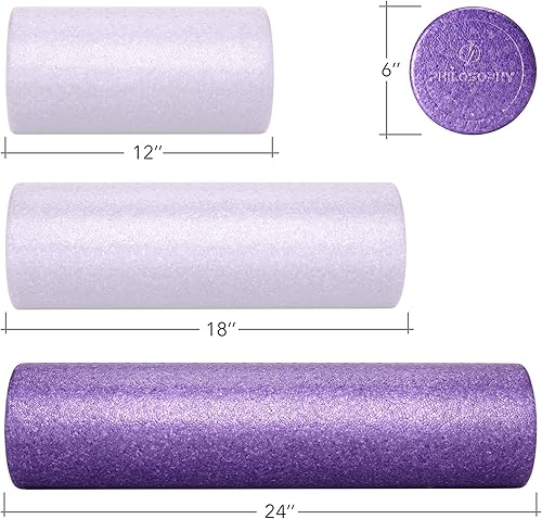 Miniatura 5 de Philosophy Gym Rodillo de espuma de alta densidad de 24 pulgadas para ejercicio, masaje, recuperación muscular, redondo, morado