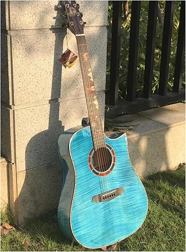 CJWSLYT Guitarra acústica Vx-310 de 41 pulgadas, parte superior de arce de llama maciza, lados y parte trasera de arce de llama, guitarra eléctrica
