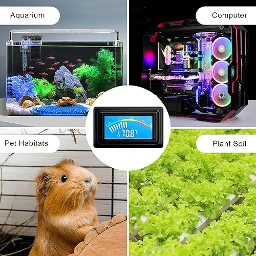 Miniatura 5 de KETOTEK Termómetro digital medidor de temperatura, sensor impermeable, sonda para acuario, coche, PC, incubadora, medidor de temperatura, fuente de