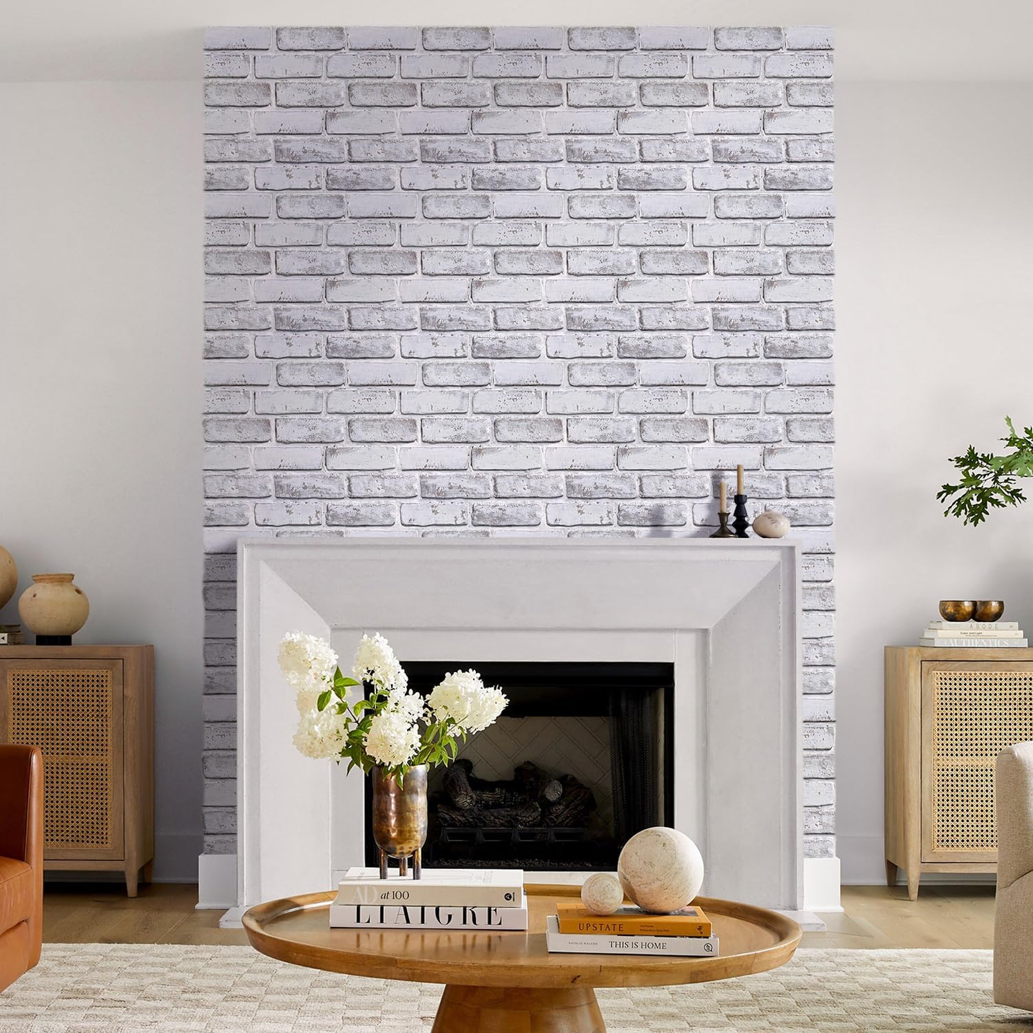 commomy 3d faux brick peel and stick tiles - 10 pcs 11.8" x 11.8" small size thin pvc brick wall panels warmwhite brick wallpaper backsplash for kitchen,fireplace,quick interior diy home wall decor brick-kh