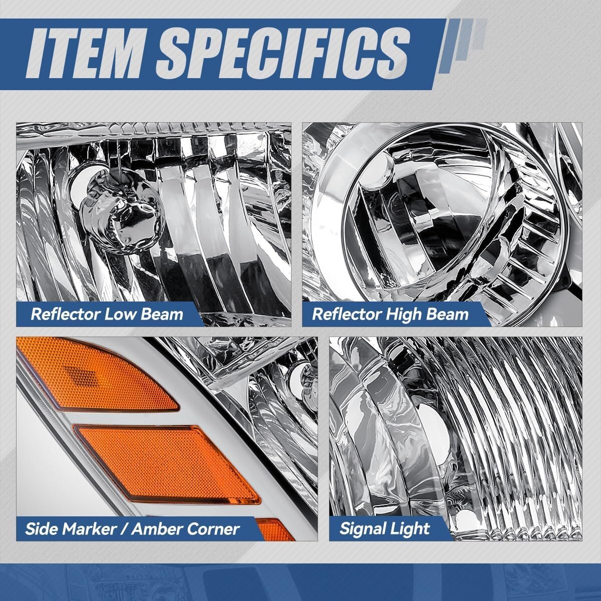 Auto Dynasty NI2503154 Fatcory Style Halogen Headlight Assembly Compatible with Nissan Armada Pathfinder Titan 2004-2007, Passenger Right Side, Chrome Housing Amber Corner