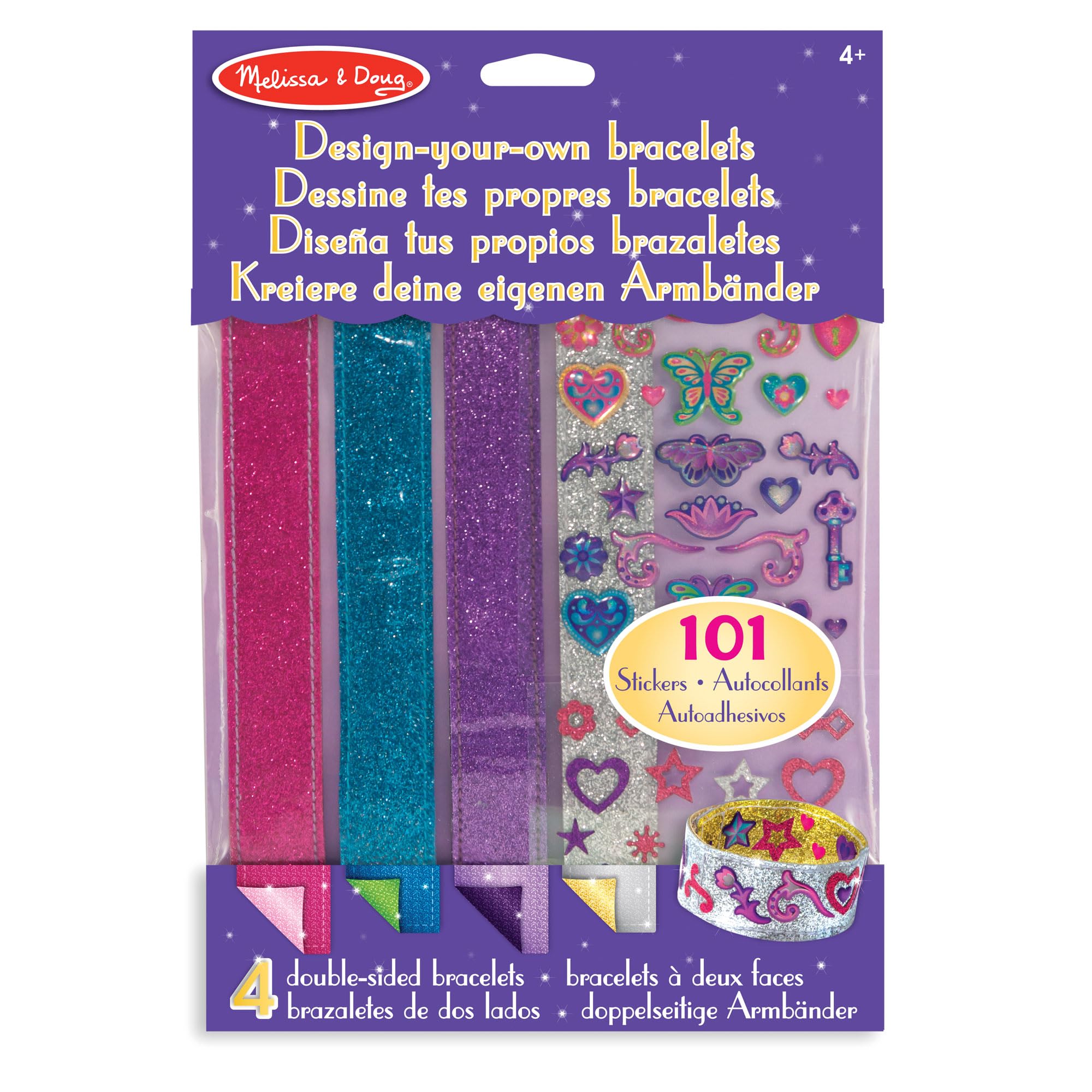 Melissa & Doug Design-Your-Own Bracelets |4 Double-Sided Reversible and Adjustable Bracelets|