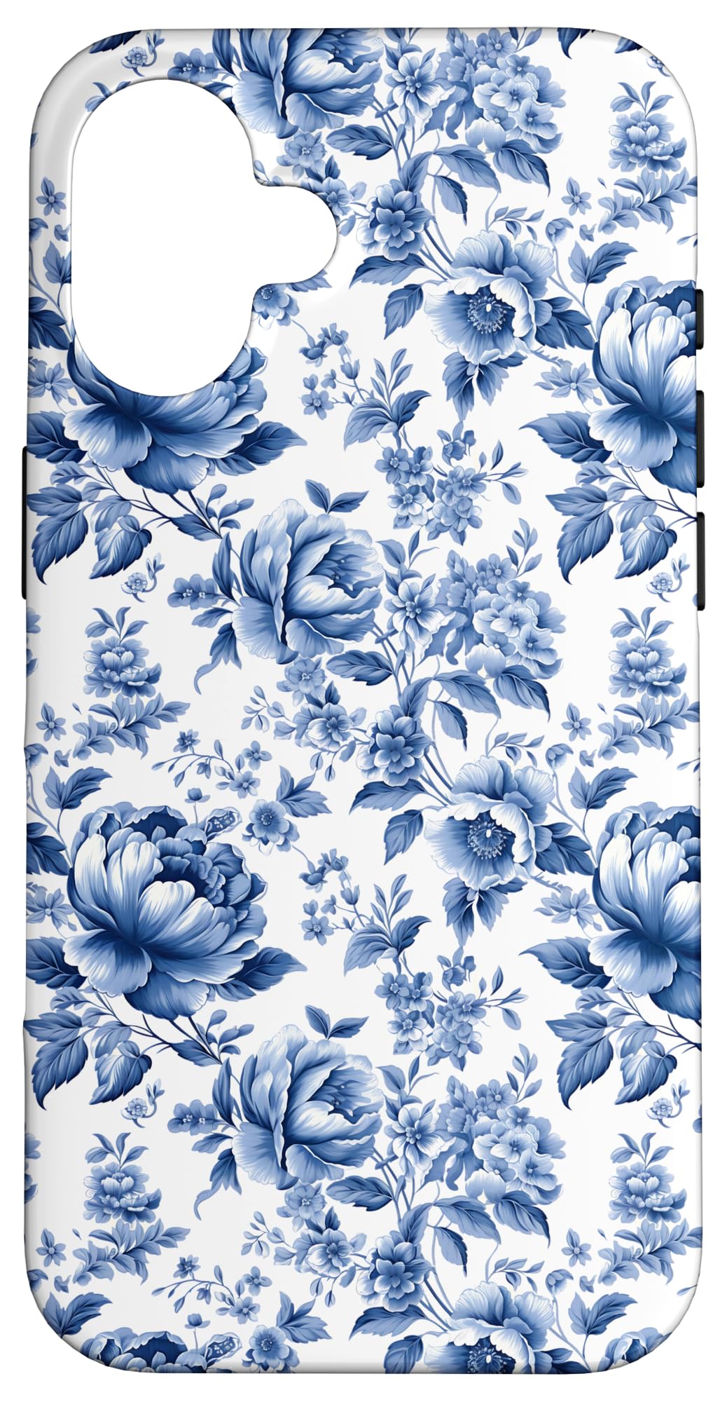 iPhone 16 Floral Toile De Jouy French Blue and White Vintage Pattern Case