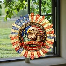 250th Anniversary USA Eagle Wind Spinner Personalized 250 Years of America Ornament with Custom Family Name, Patriotic 4th of July Metal Garden & Balcony Decor