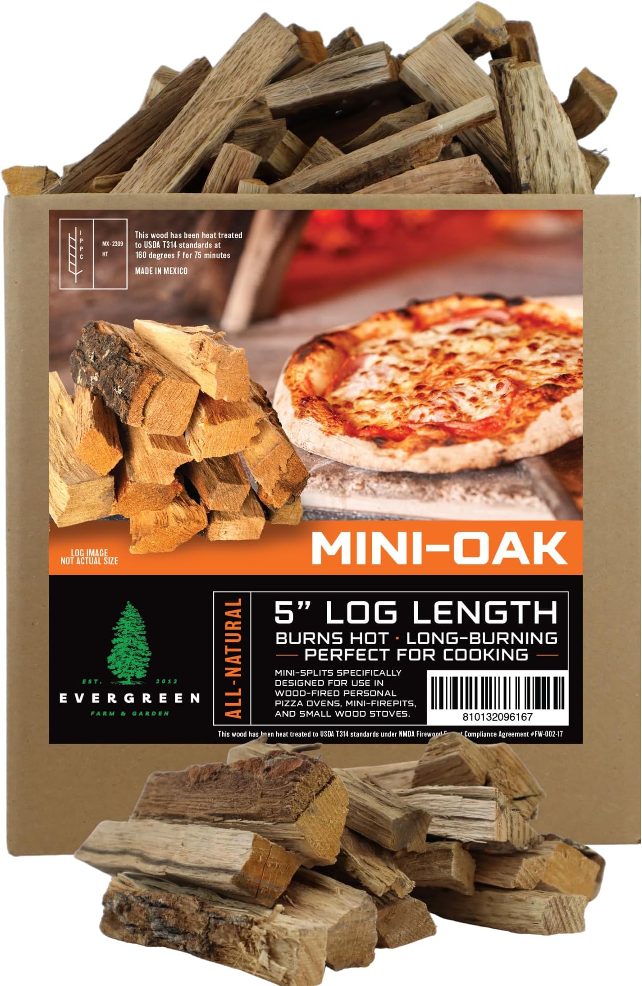 12-14 lbs Per Box Kiln Dried Mini-Oak Pizza Oven Wood 5 Inch Log Length - for Long Consistent Burns - Compatible with Gosney, Solo Stove or Any Other Brands Ovens - 12-14 lbs Per Box